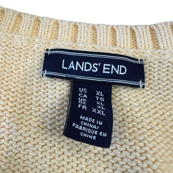 Land's End Women's Preppy Coastal Butter Yellow Knit V Neck Vest, XL - Picture 3 of 7